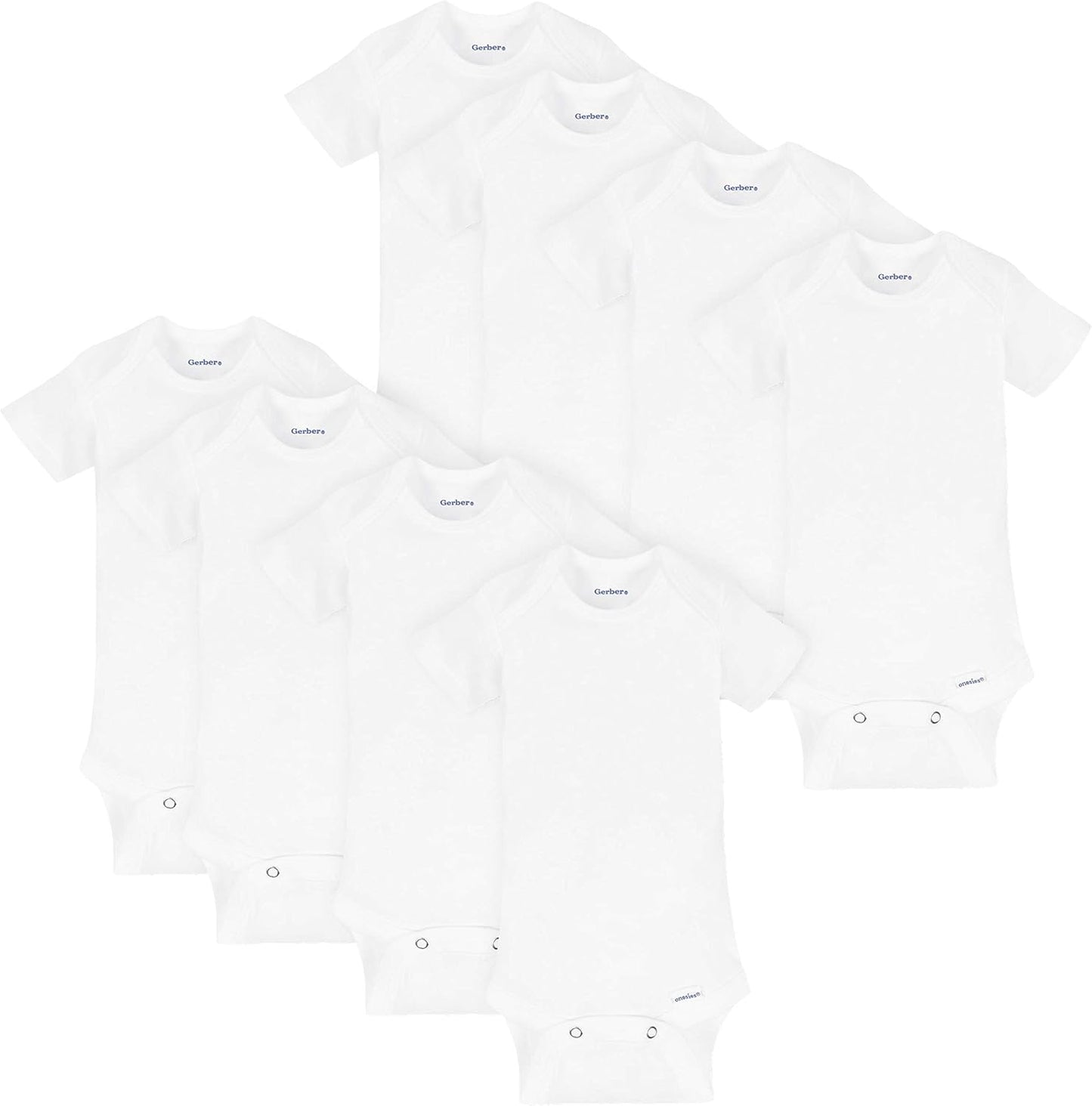 Gerber Mamelucos Bodies unisex de manga corta para bebé, paquete de 8