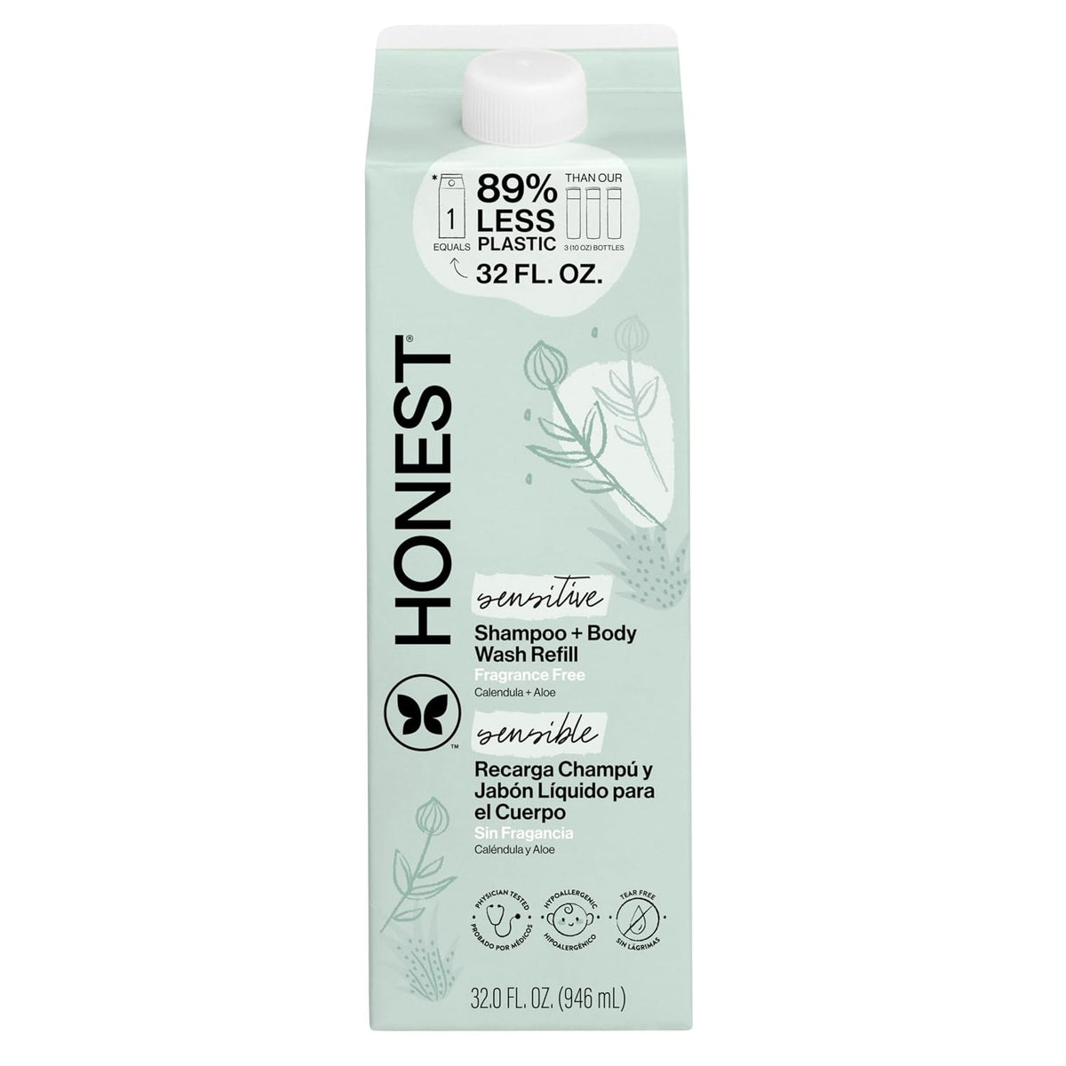 The Honest Company Champú y gel de baño, hipoalergénico, sin fragan...