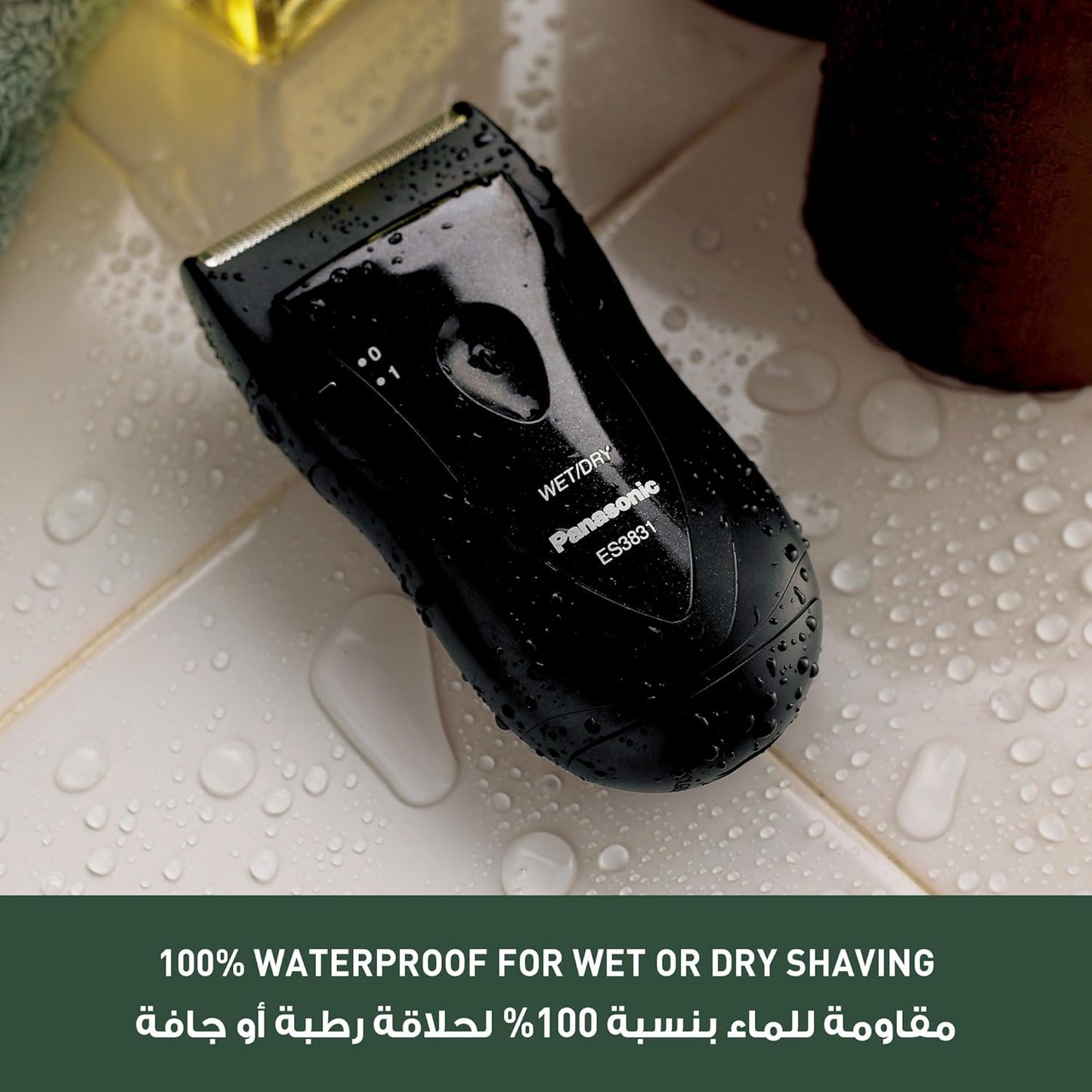 Afeitadora eléctrica Panasonic para hombres, afeitadora inalámbrica ligera húmeda/seca con agarre ergonómico, ES3831K, negro