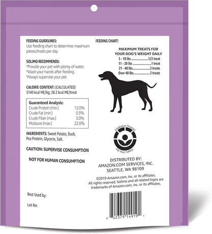 Amazon Brand - Solimo Golosinas para perros de batata y pato, 2 libras