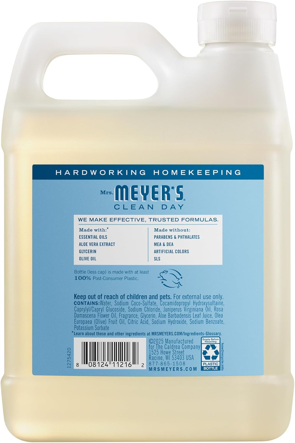 MRS. MEYER'S CLEAN DAY - Repuesto de jabón líquido para manos,...