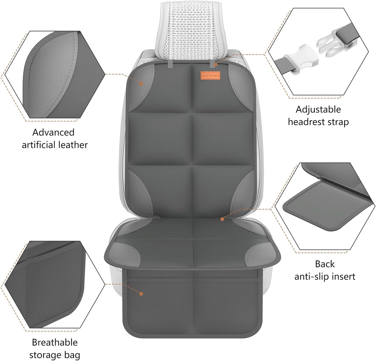 SMART ELF Paquete de 2 protectores de asiento de coche en caja de r...