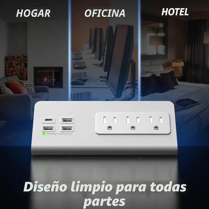 Regleta de alimentación de montaje en borde para mesita de noche co...