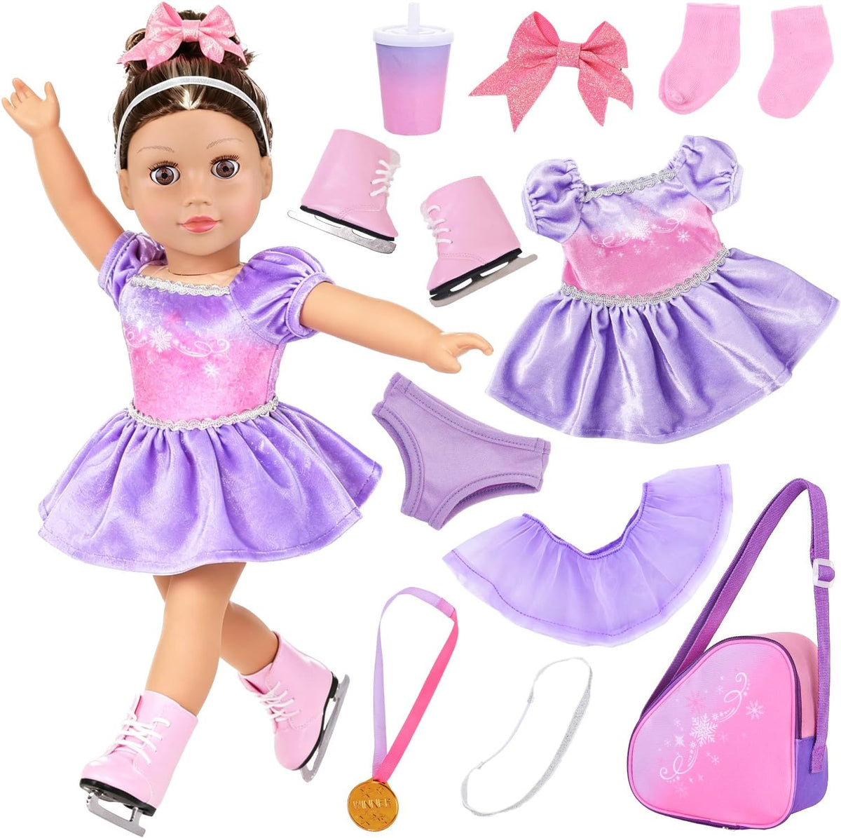 18INDC Conjunto de accesorios de ropa de patinaje sobre hielo de 18...