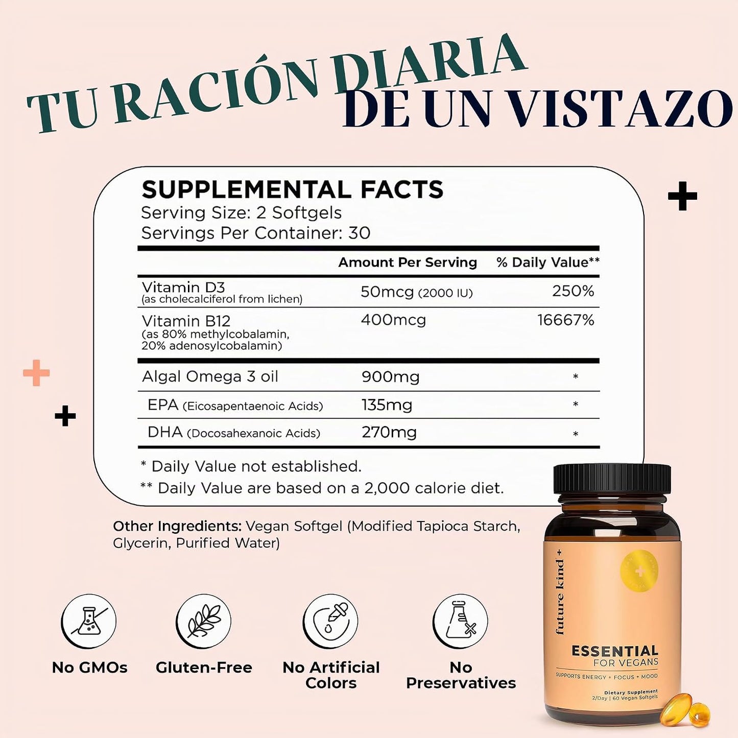 Future Kind Multivitamínico diario 3 en 1 \u2013 para energía, clar...