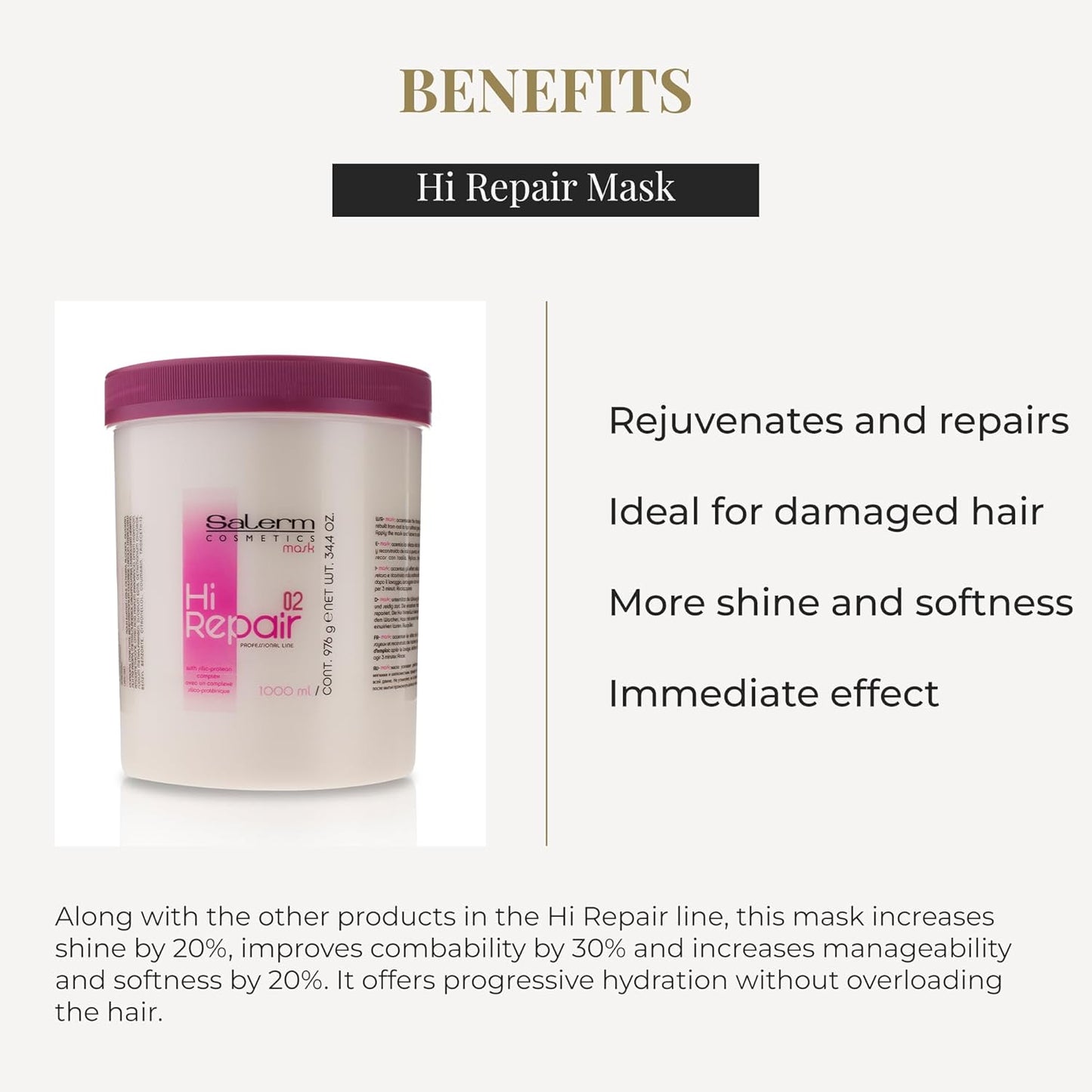 Salerm Máscara Hi Repair con complejo de proteínas de sílice 02, 34...