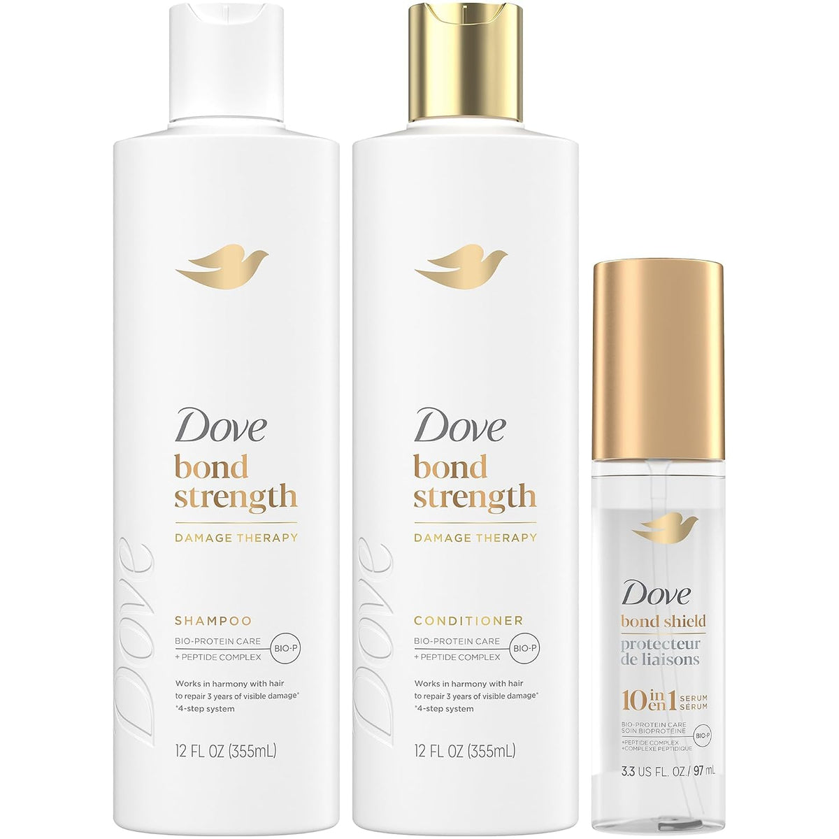 Dove Bond Strength - Set de champú y acondicionador + suero para el...
