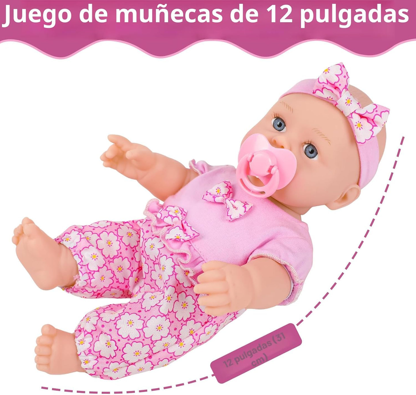UZIDBTO Muñecas de bebé de 12 pulgadas con mochila para guardar rop...