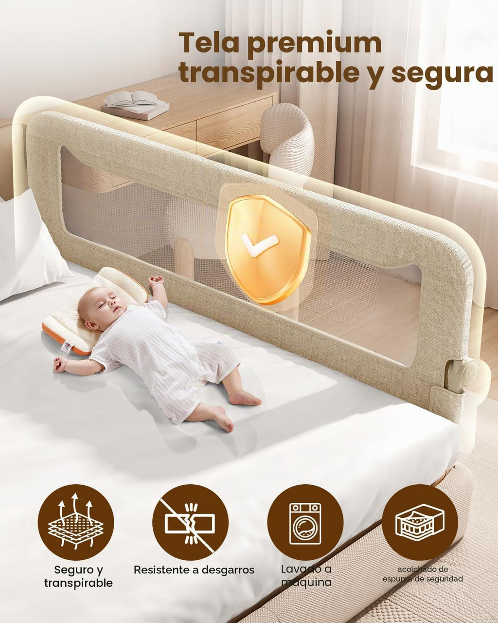 GrowthFun Riel de cama plegable para niños pequeños, marco y conect...