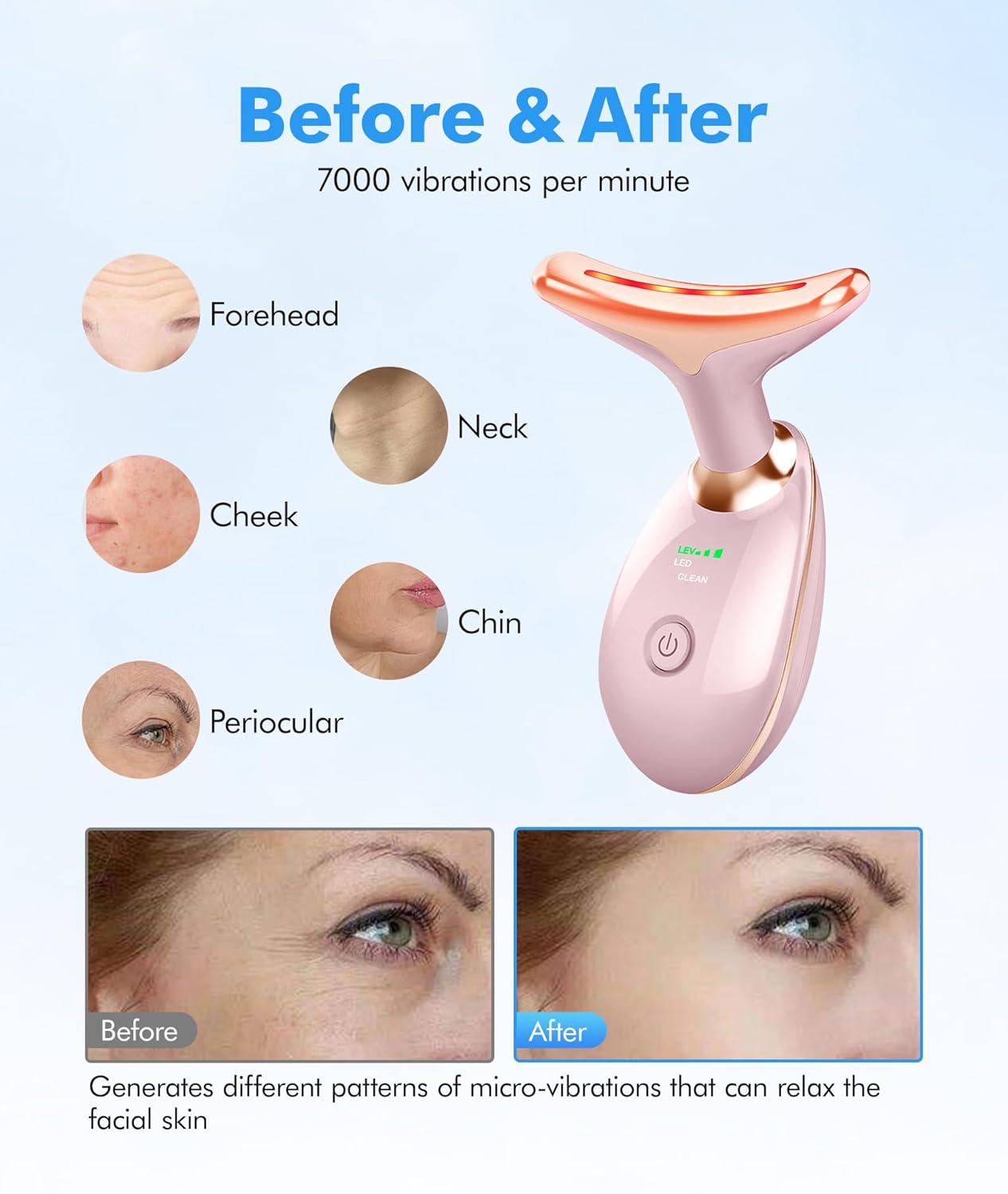SDKWDH Terapia de Luz Roja para Cara y Cuello, Herramienta de Masaj...