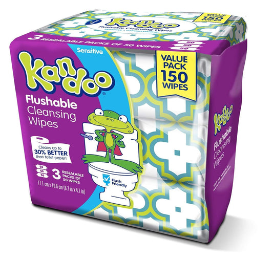Kandoo Toallitas desechables sensibles, 50 hojas, 3 unidades
