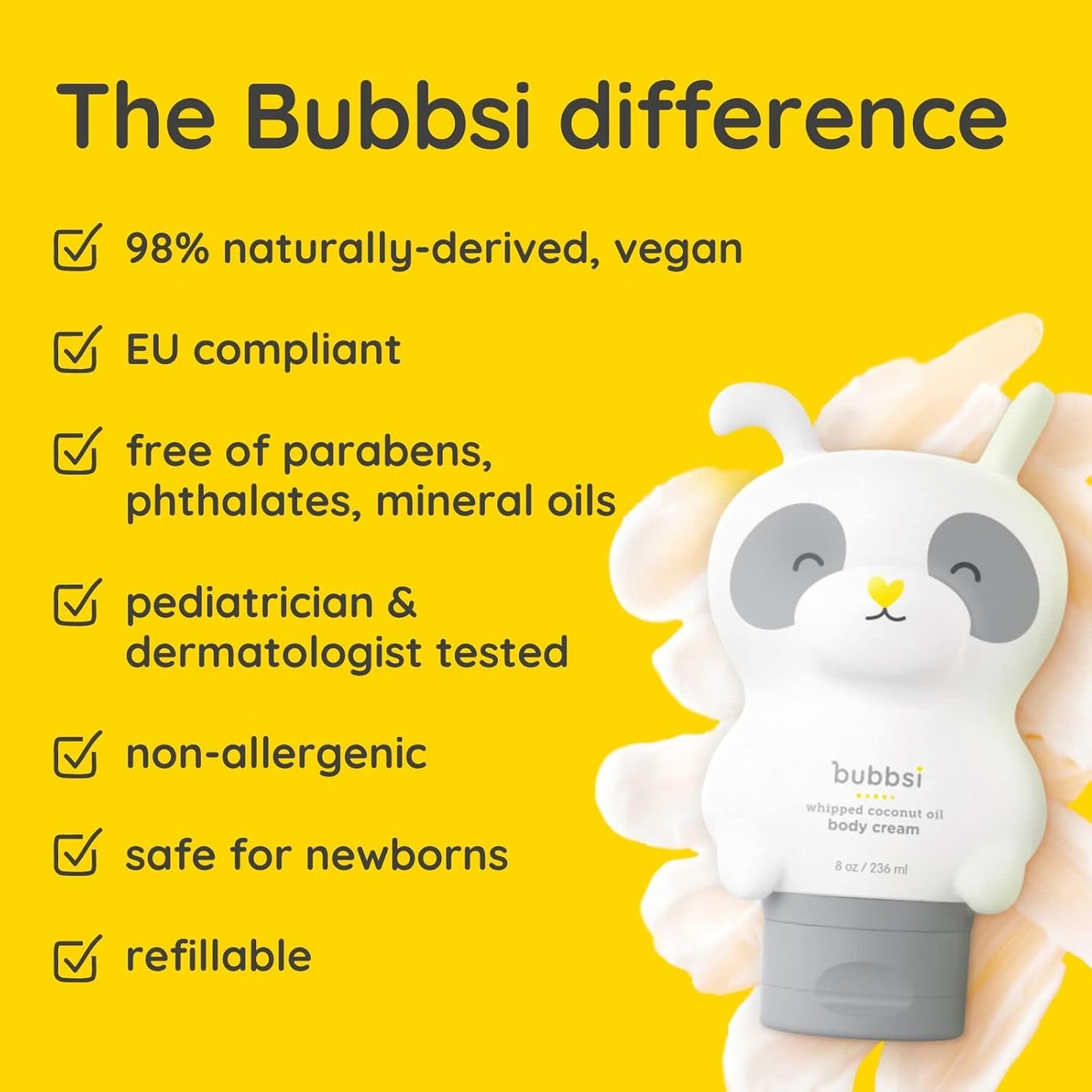 Bubbsi Loción corporal para bebé recién nacido, aceite de coco orgá...