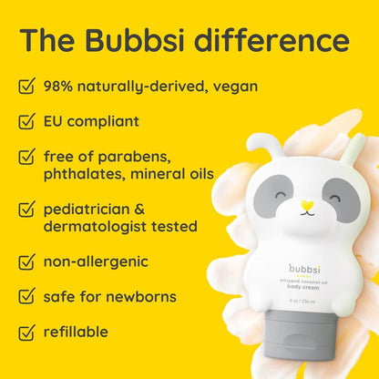 Bubbsi Loción corporal para bebé recién nacido, aceite de coco orgá...