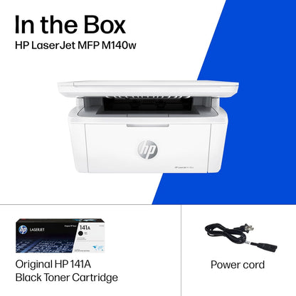 HP Laserjet MFP M140w Impresora inalámbrica en blanco y negro, impresión, escaneo, copia, velocidades rápidas, fácil configuración, impresión móvil, mejor para equipos pequeños