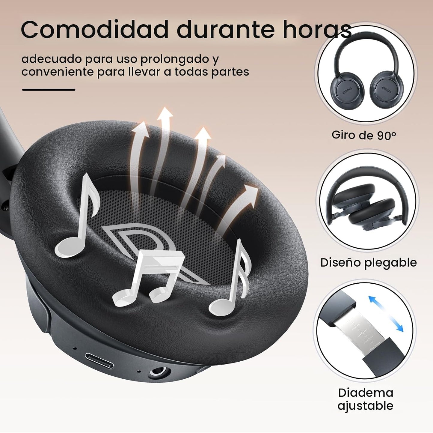BERIBES - Audífonos híbridos mejorados con cancelación activa de ru...