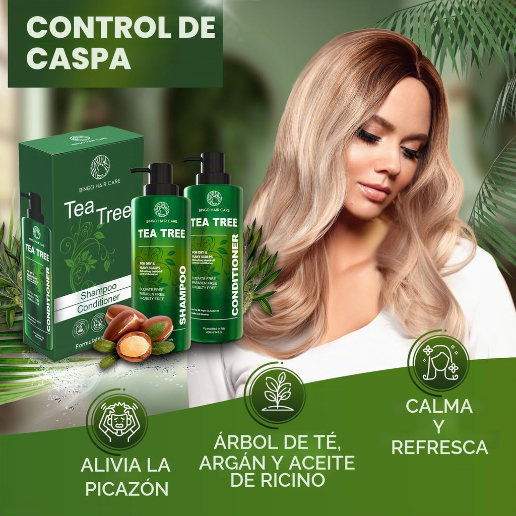 Juego de champú y acondicionador de árbol de té, sin sulfato, cuida...