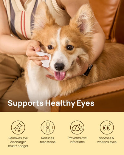 HICC PET Toallitas para ojos para perros y gatos, tratamiento de in...