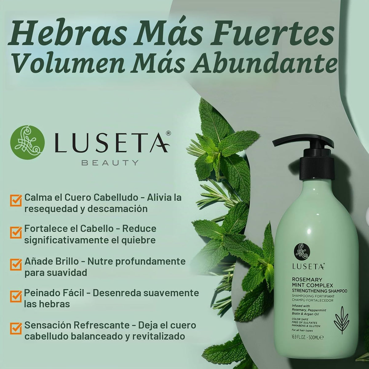 Luseta - Juego de champú y acondicionador de menta y romero (4 piez...