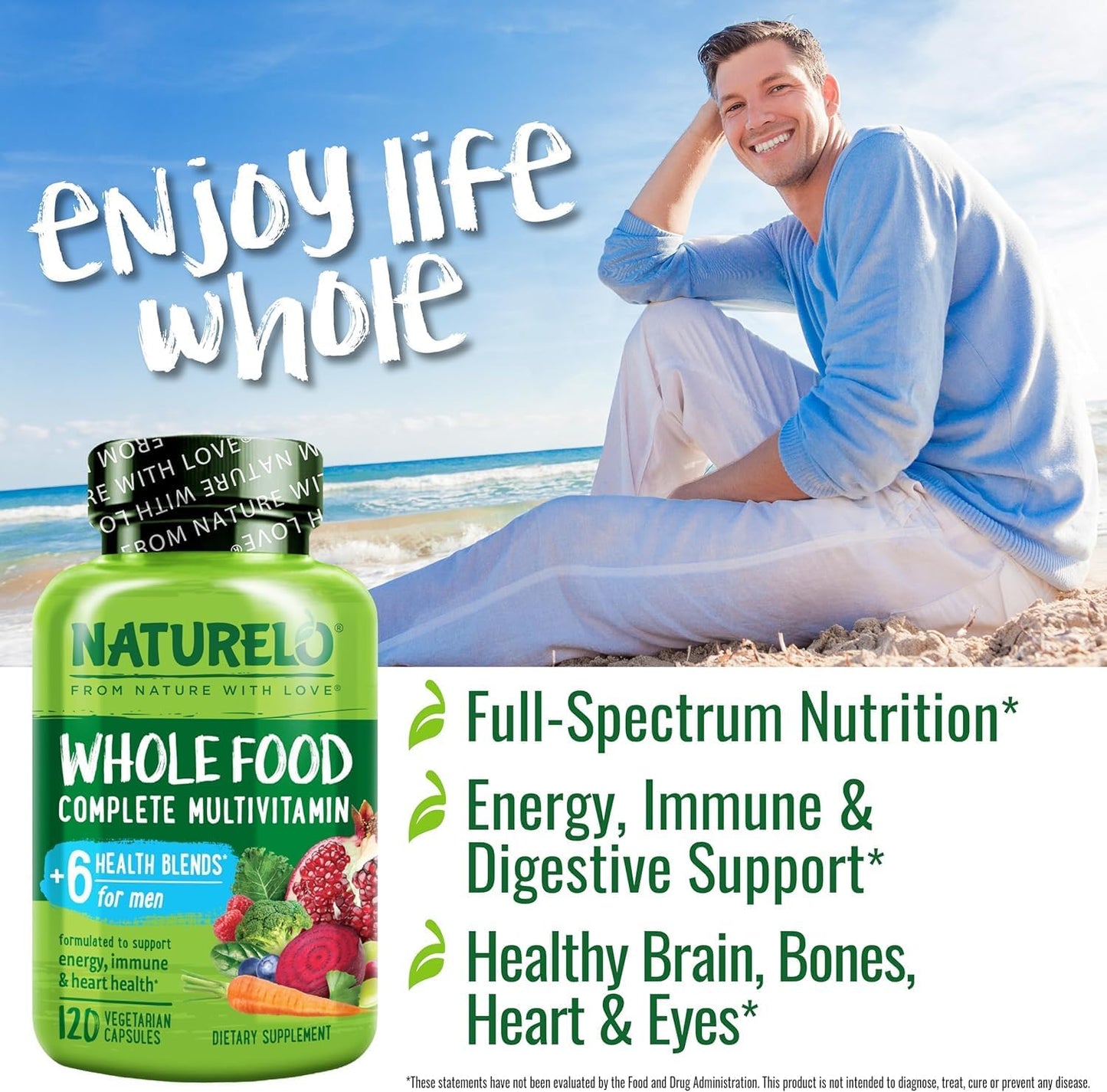 Naturelo Multivitamina alimentaria completa para hombres, 1