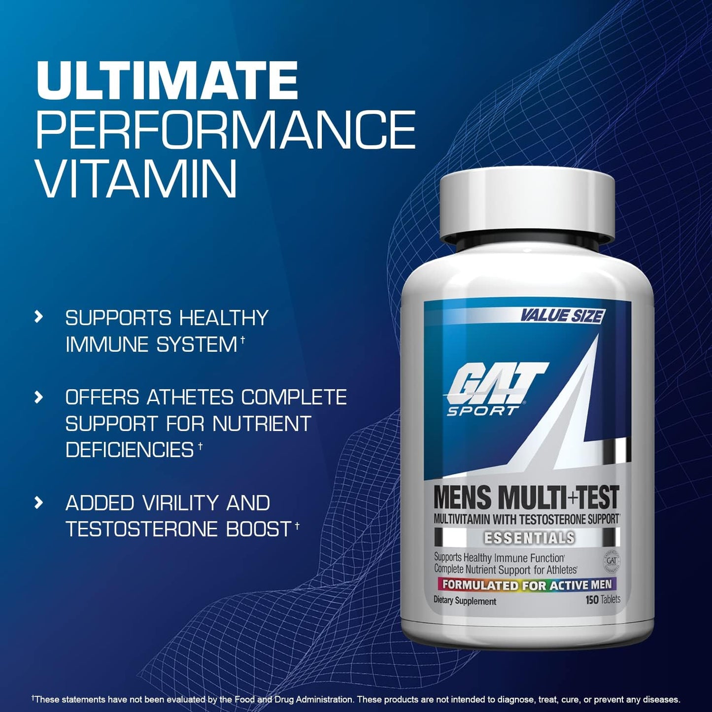 GAT SPORT Tabletas multivitamínicas premium para hombres Multi + Te...