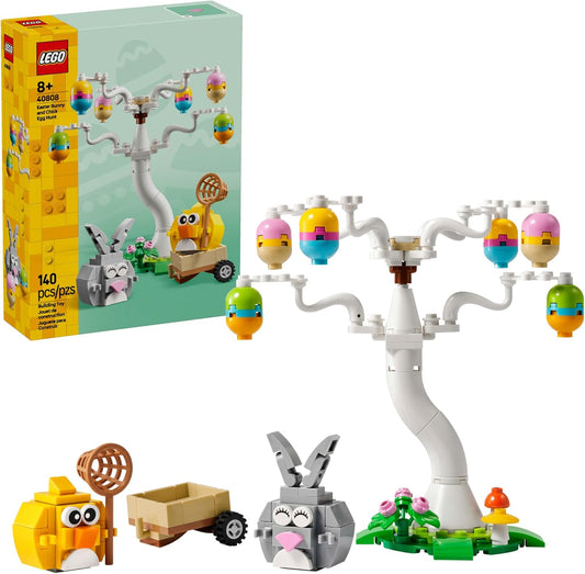 LEGO Juguete de construcción de caza de huevos de conejo de Pascua y pollito para niñas y niños, juego de simulación de primavera para niños a partir de 8 años, relleno de canasta o idea de regalo