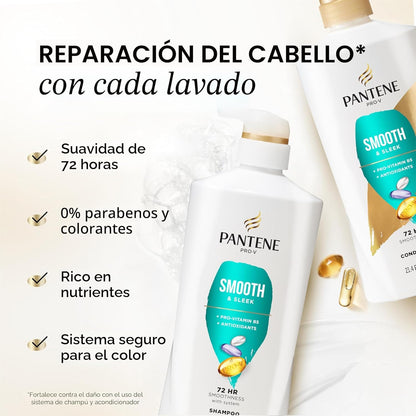 Pantene Juego de champú y acondicionador, suave y liso, control del...