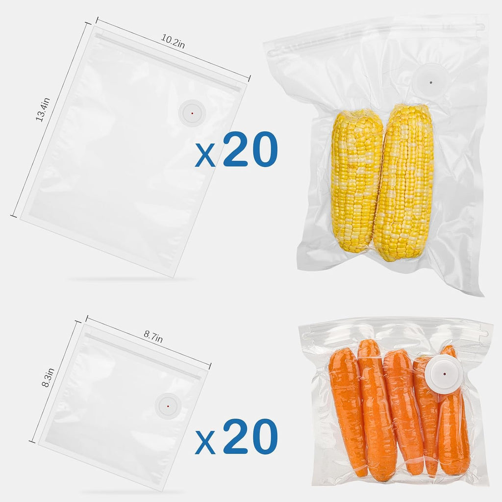 40 bolsas selladoras al vacío para alimentos con válvula de aire, b...