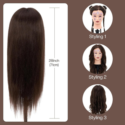 Cabeza de maniquí de 71,1 cm con cabello humano, cabeza de maniquí...