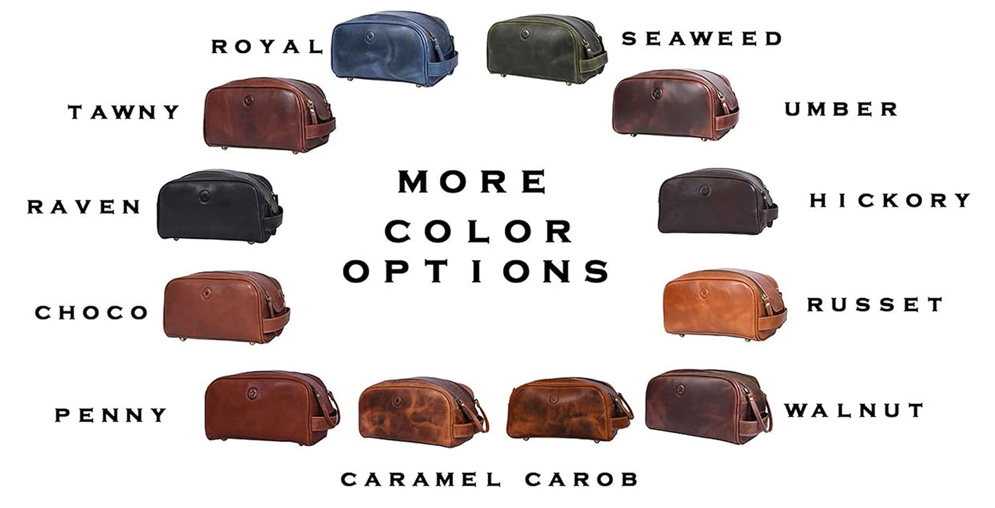Aaron Leather Goods - Neceser para artículos de tocador de viaje, d...