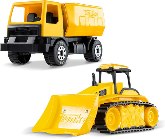 Tonka - Steel Classics Giga Series - Camión volquete y bulldozer, p...