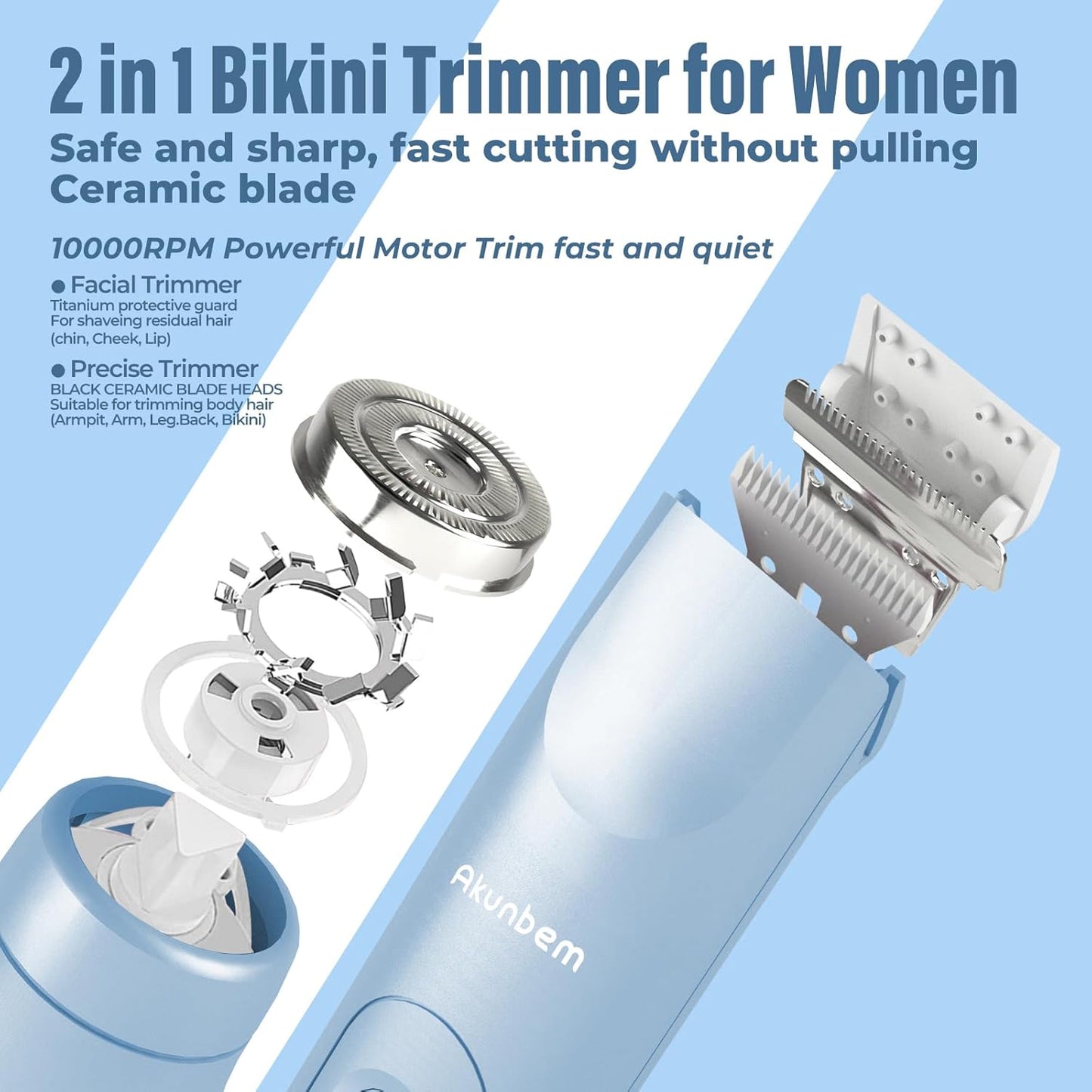 Akunbem Recortadora de bikini para mujer, maquinillas de afeitar el...