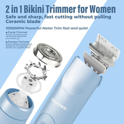 Akunbem Recortadora de bikini para mujer, maquinillas de afeitar el...
