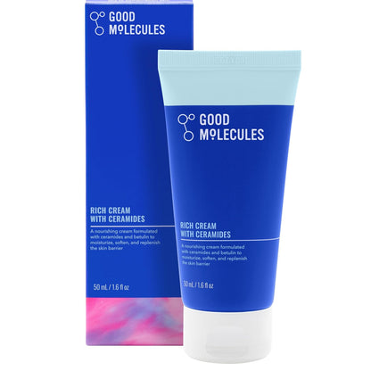 Good Molecules Crema Rica con Ceramidas 50 ml / 1.6 oz – Hidratante Facial Diario para Piel Seca, Enrojecimiento – Loción Facial con Betulina para Calmar, Hidratar, Humectar – Cuidado