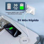 Cargador rápido para iPhone 17 16 15 de 10 pies, cargador de 20 W p...