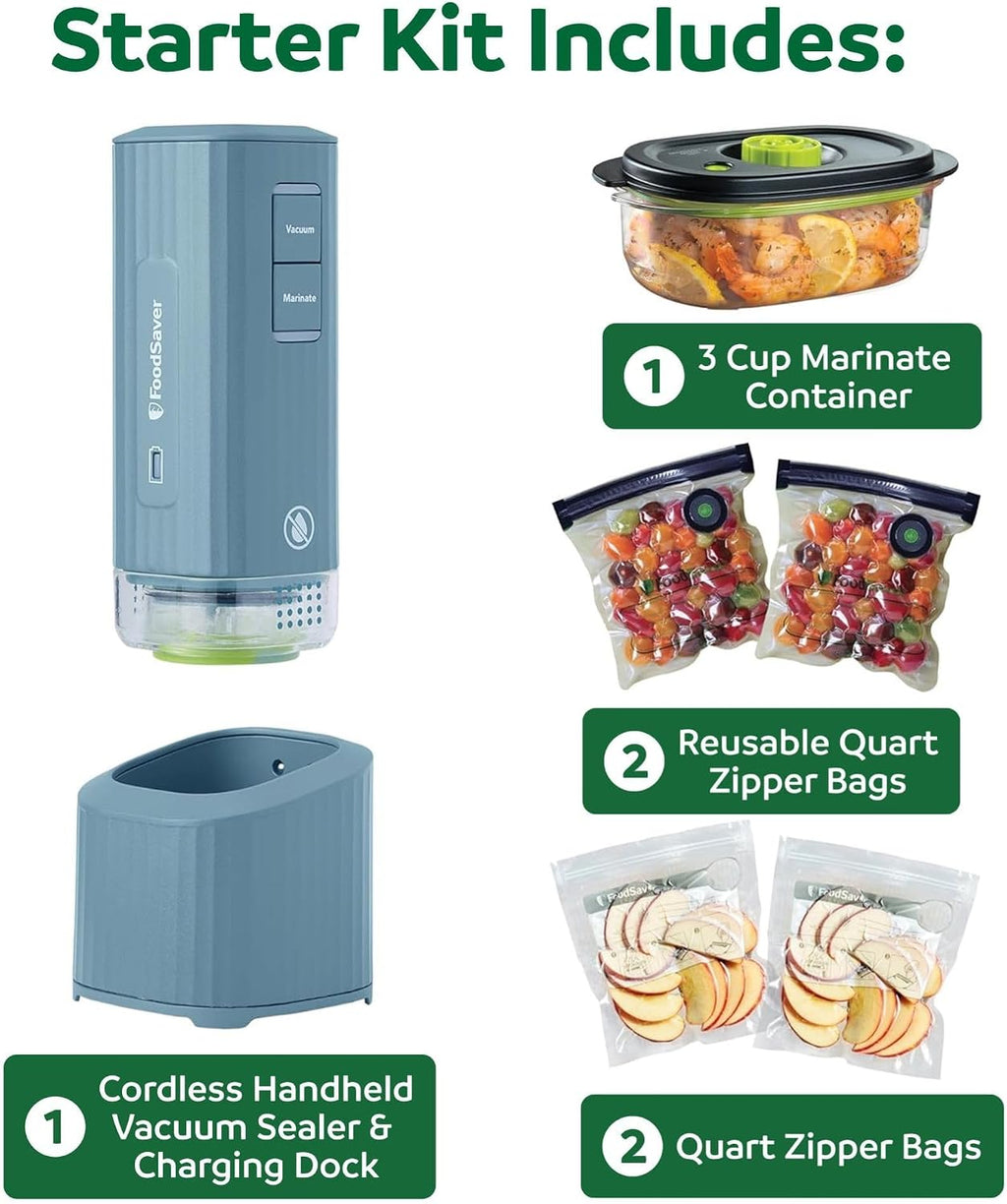FoodSaver Mini selladora al vacío portátil con configuración de mar...