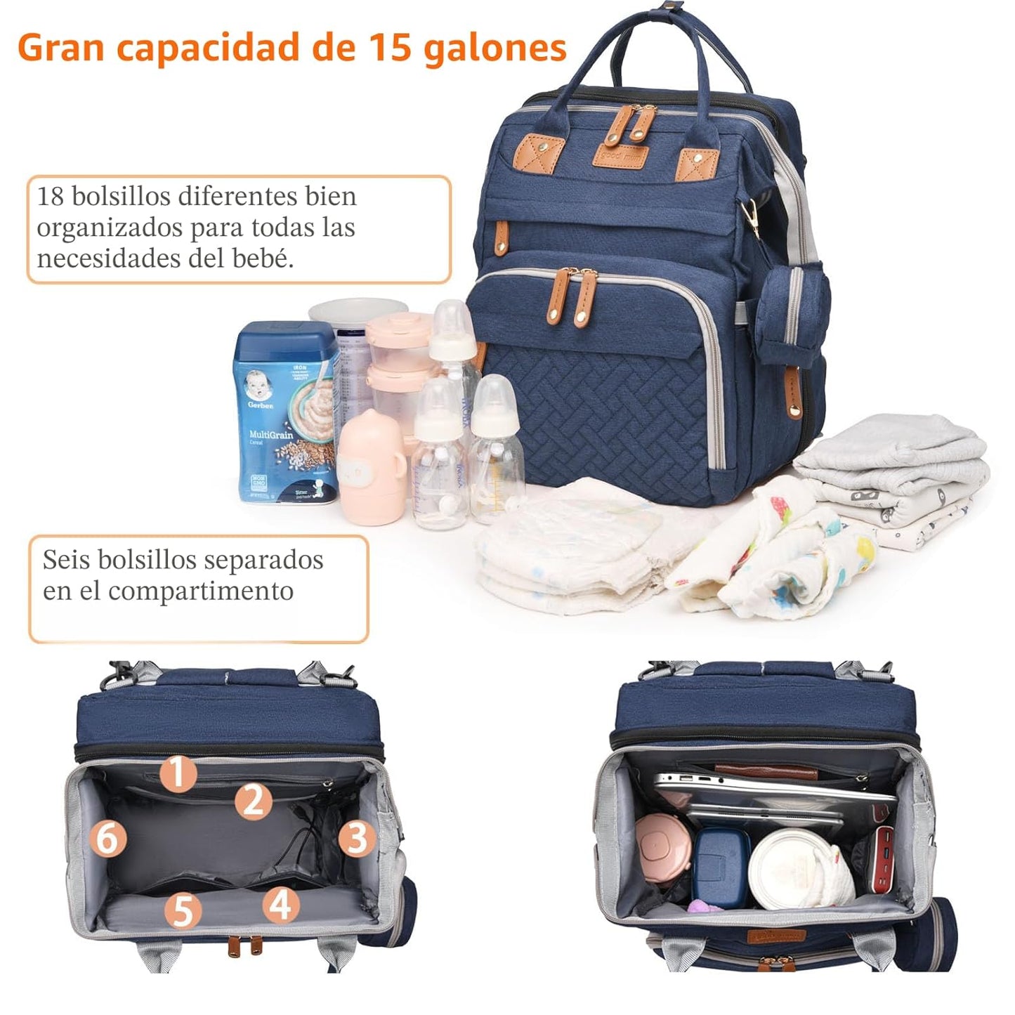 Astro alan - Bolsas de pañales para bebé con cambiador, mochila imp...