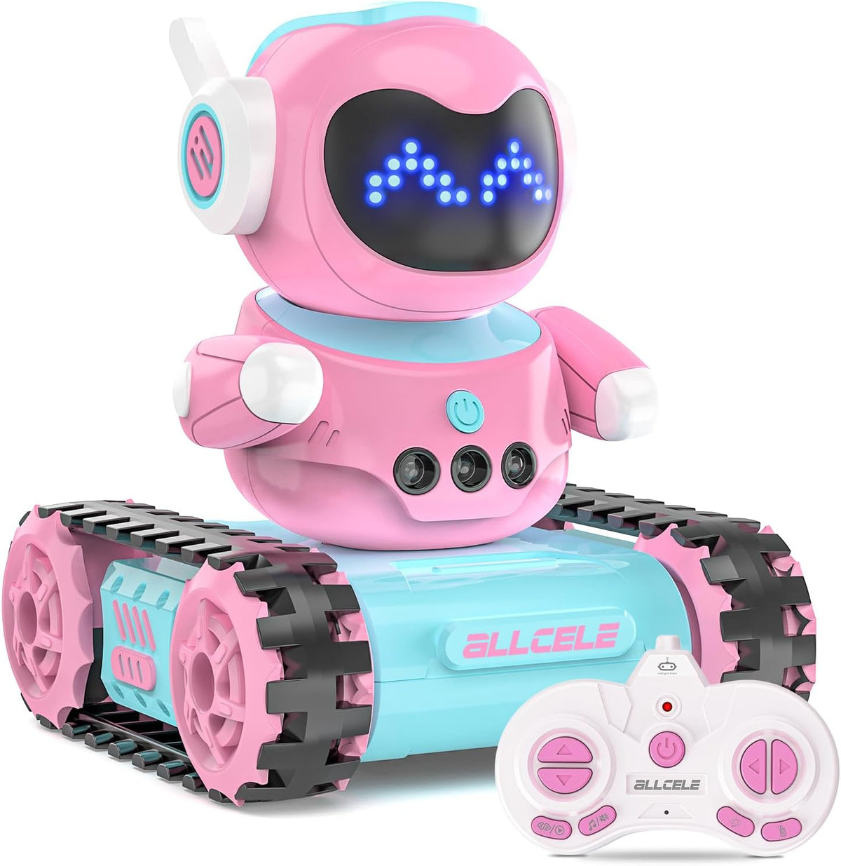 ALLCELE Robot de juguete LED RC para niñas con Walkie Talkie, progr...