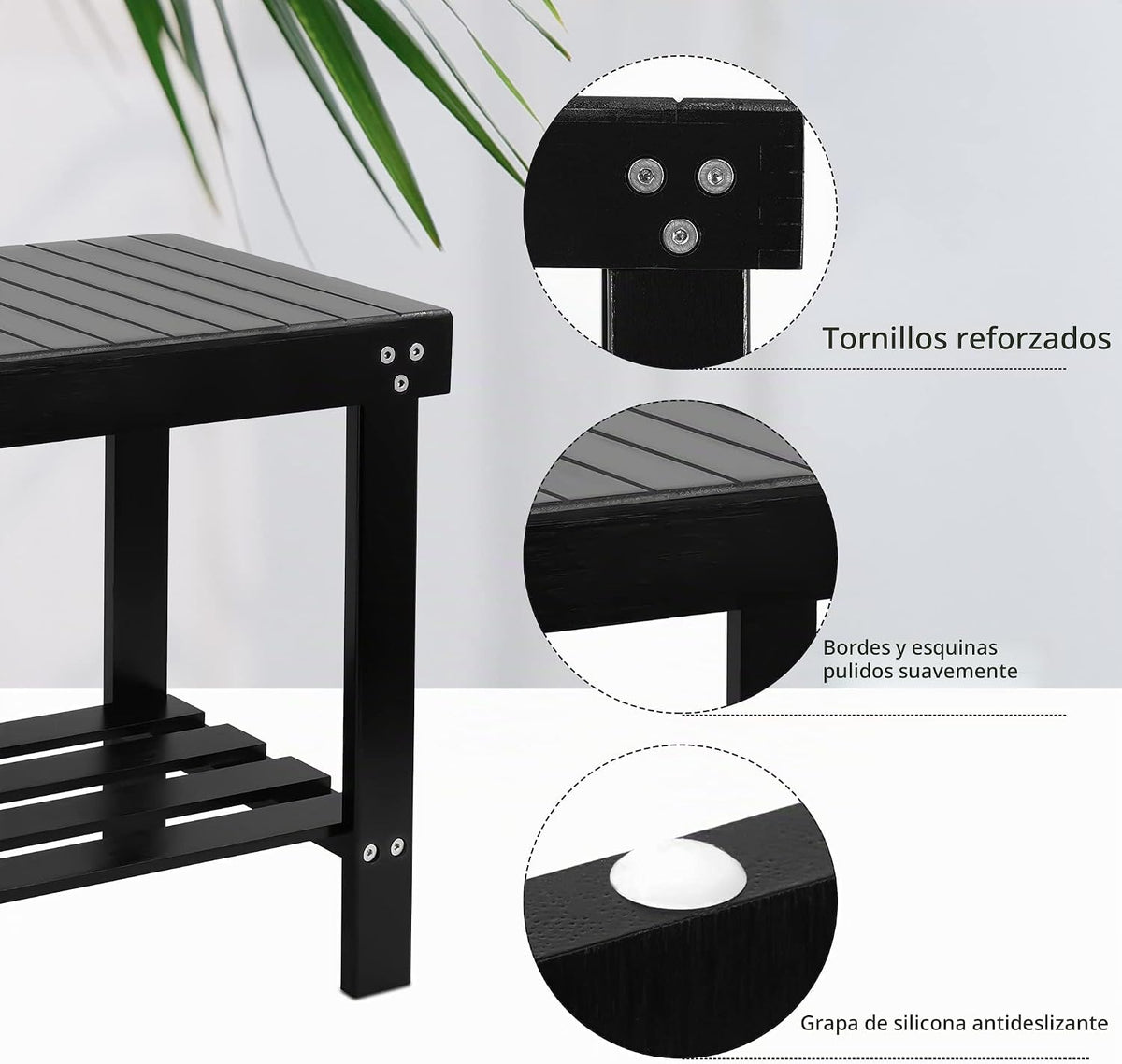 VaeFae Taburete de bambú para asiento de spa, reposapiés, taburete...