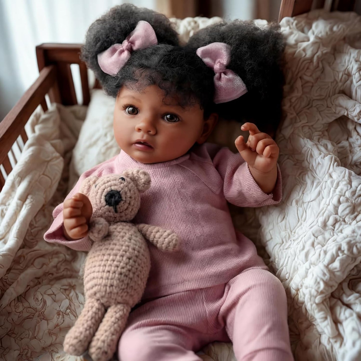 BABESIDE Muñecas de bebé realistas Reborn Daisy Black Girl- 20 pulg...