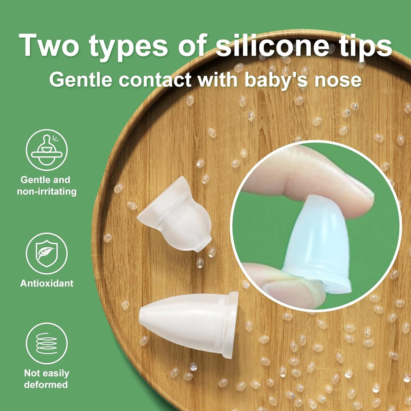 Aspirador nasal para bebé – Control manual de empujar-jalar, succión fuerte silenciosa, no necesita batería – Succión nasal suave e higiénica con caja de almacenamiento y clip de moco
