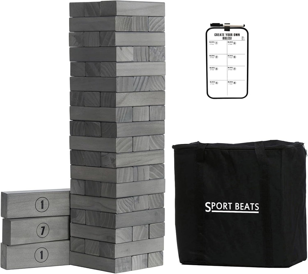 Outdoor Games - Torre grande de 54 bloques de madera, juego de apil...