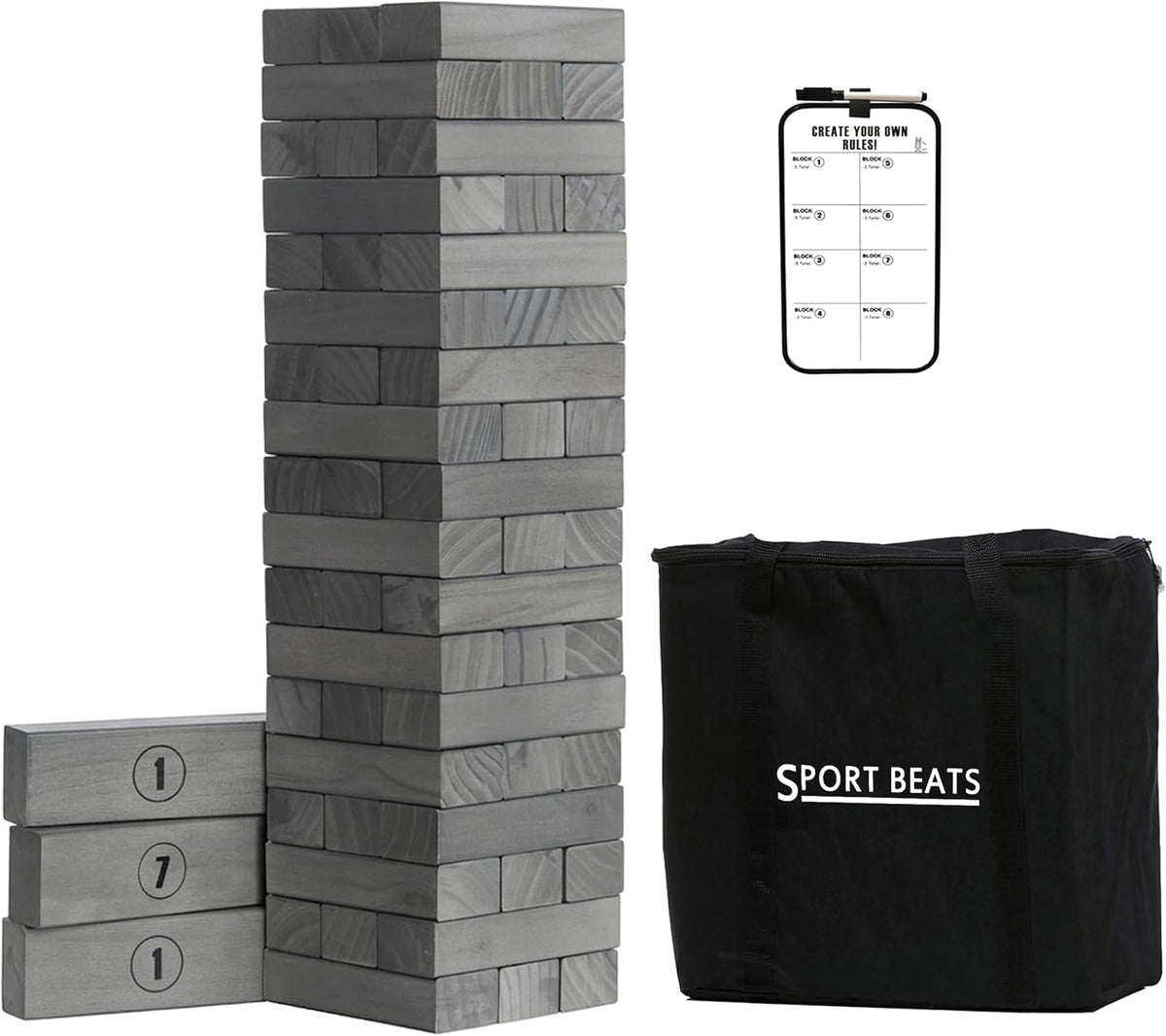 Outdoor Games - Torre grande de 54 bloques de madera, juego de apil...