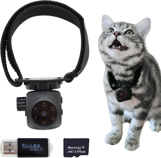 Cámara de cuello para mascotas y cámara de collar de gato con tarje...