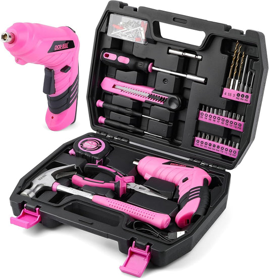 DOWELL Juego de herramientas rosa de 116 piezas con destornillador...