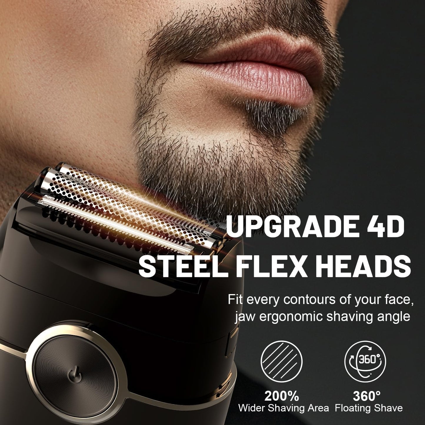 Afeitadoras eléctricas de aluminio para hombres: Mini maquinilla de afeitar eléctrica con 4 cuchillas flotantes y pantalla LED grande - Afeitadora de aluminio para hombres con 2 engranajes ajustables