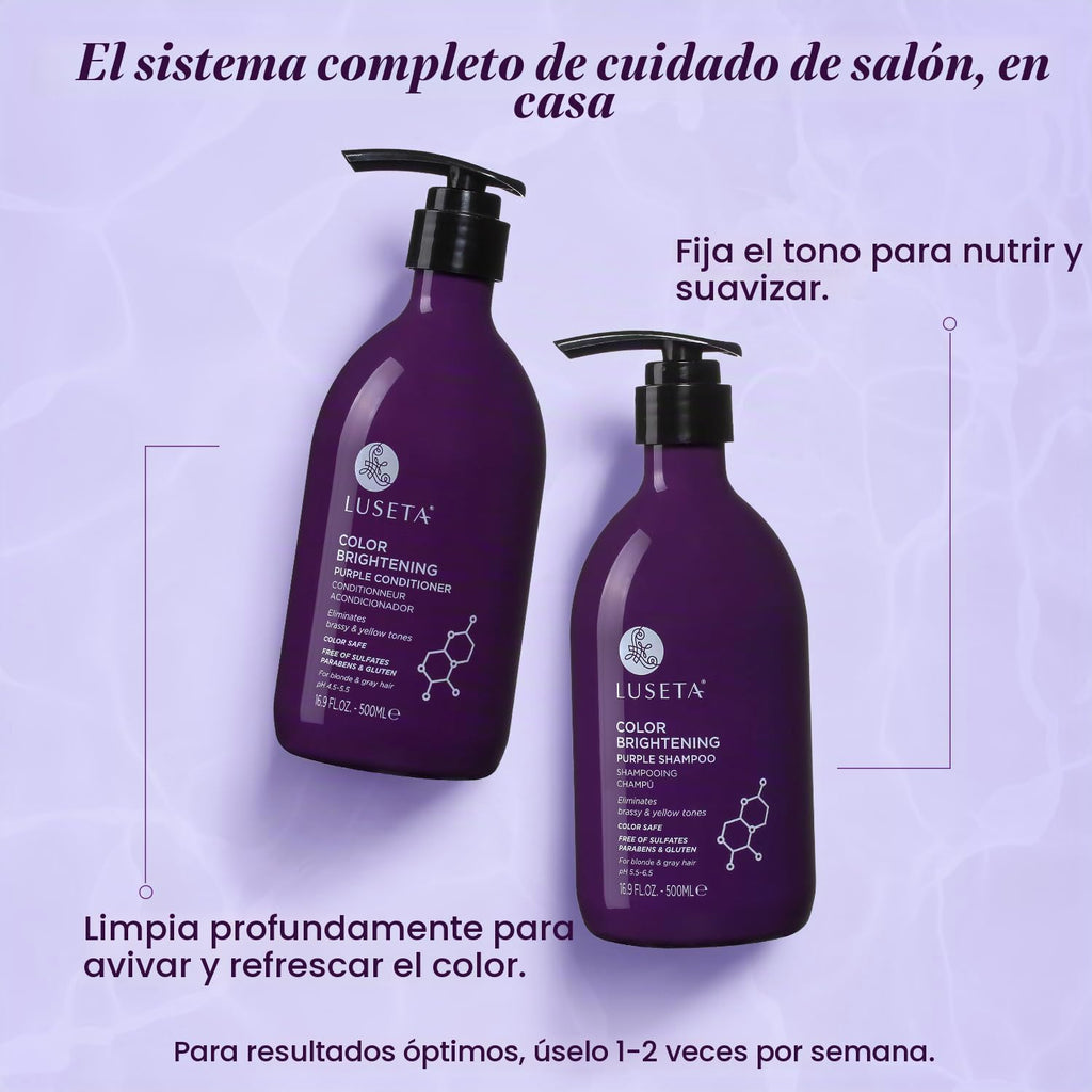 Luseta - Juego de champú y acondicionador morado para cabello rubio...