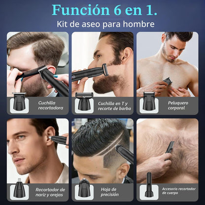 Bomxin Cortadora de barba para hombres, 6 en 1, inalámbrica, imperm...