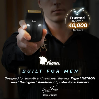 Fagaci Afeitadora de doble lámina para hombres – Afeitadora eléctrica con afeitado cercano, sin irritación, afeitadoras profesionales de lámina de barbero de 8500 RPM de alto par, batería 3H