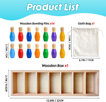 pamexin Juegos familiares para niños, juego de bolos de madera a ju...