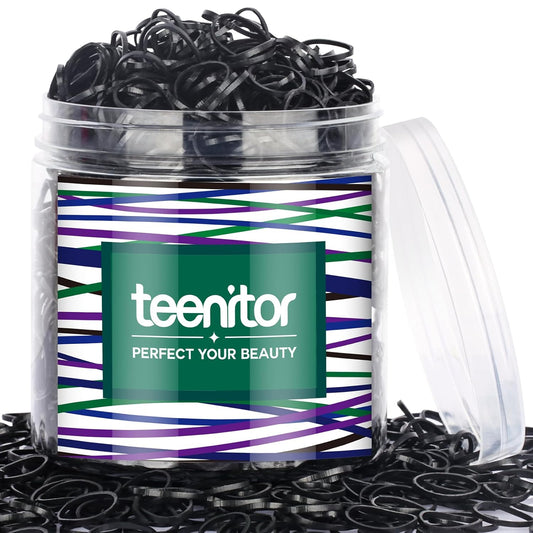 Teenitor 2000 bandas de goma negras suaves y elásticas para el cabe...